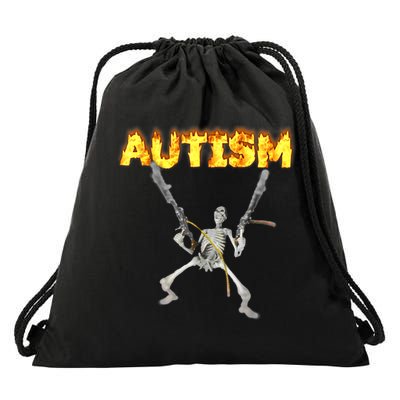 Autism Skeleton Meme Funny Gift Drawstring Bag