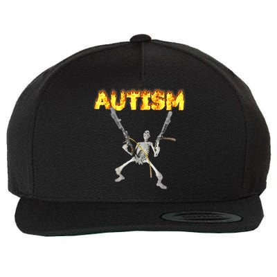 Autism Skeleton Meme Funny Gift Wool Snapback Cap