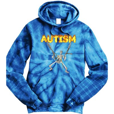 Autism Skeleton Meme Funny Gift Tie Dye Hoodie