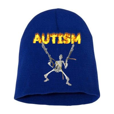Autism Skeleton Meme Funny Gift Short Acrylic Beanie