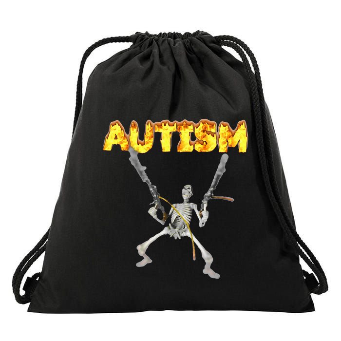 Autism Skeleton Meme Drawstring Bag
