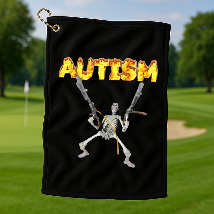 Autism Skeleton Meme Golf Towel