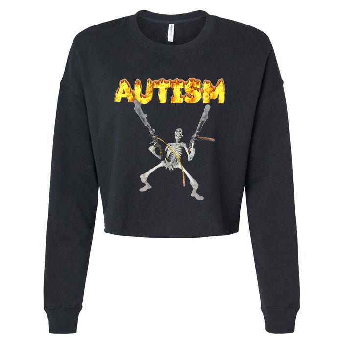 Autism Skeleton Meme Cropped Pullover Crew