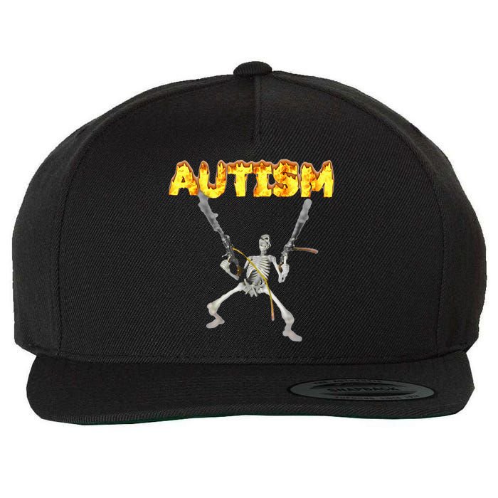 Autism Skeleton Meme Wool Snapback Cap