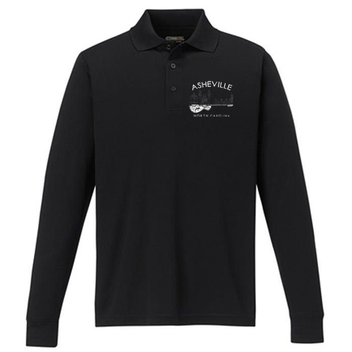 Asheville Souvenir Men North Carolina Lover Music Guitar Performance Long Sleeve Polo