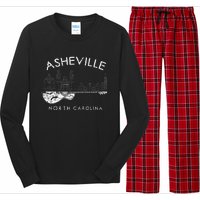 Asheville Souvenir Men North Carolina Lover Music Guitar Long Sleeve Pajama Set