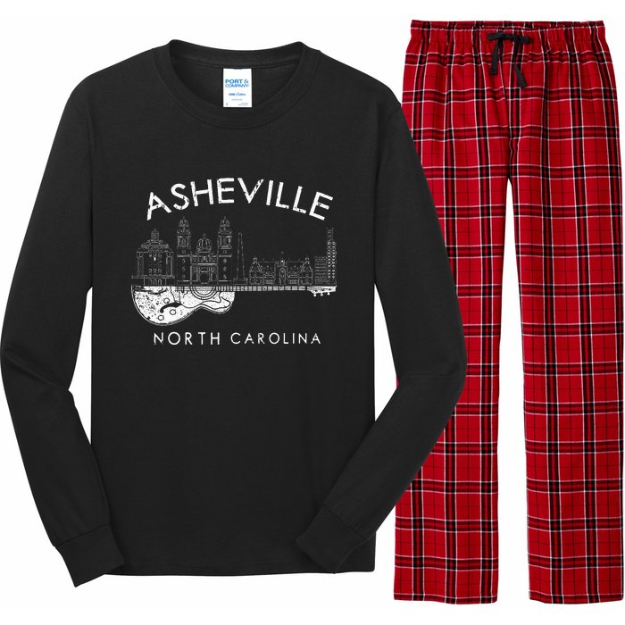 Asheville Souvenir Men North Carolina Lover Music Guitar Long Sleeve Pajama Set