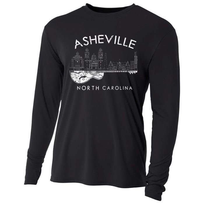 Asheville Souvenir Men North Carolina Lover Music Guitar Cooling Performance Long Sleeve Crew