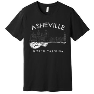 Asheville Souvenir Men North Carolina Lover Music Guitar Premium T-Shirt