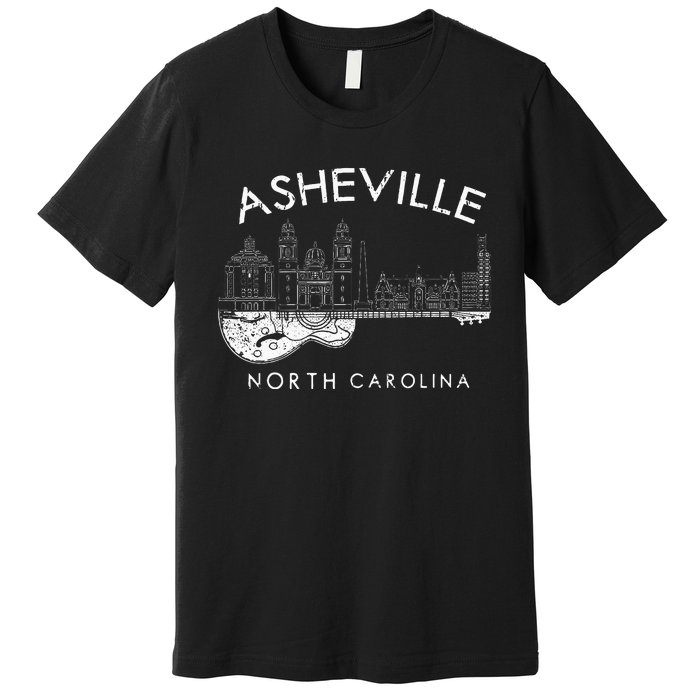 Asheville Souvenir Men North Carolina Lover Music Guitar Premium T-Shirt