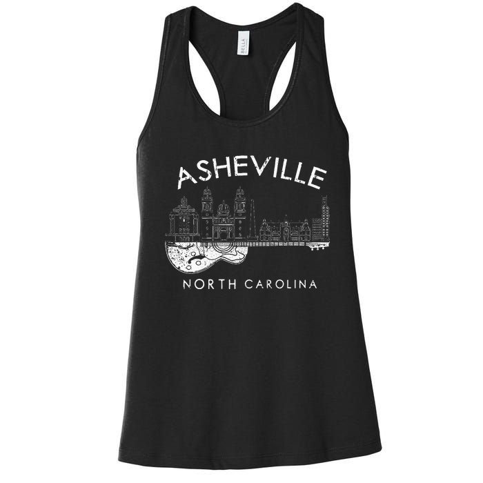 Asheville Souvenir Men North Carolina Lover Music Guitar Women's Racerback Tank