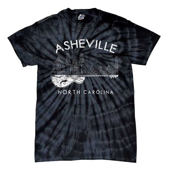 Asheville Souvenir Men North Carolina Lover Music Guitar Tie-Dye T-Shirt