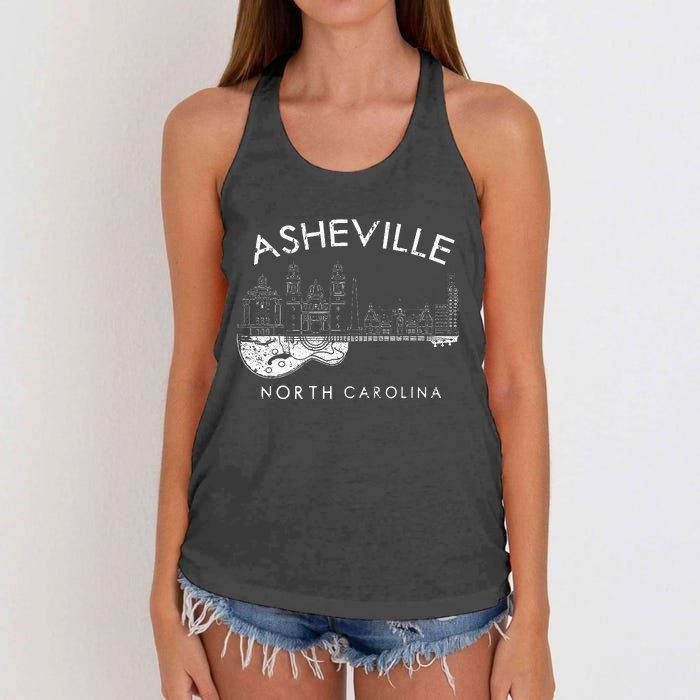 Asheville Souvenir Men North Carolina Lover Music Guitar Women's Knotted Racerback Tank