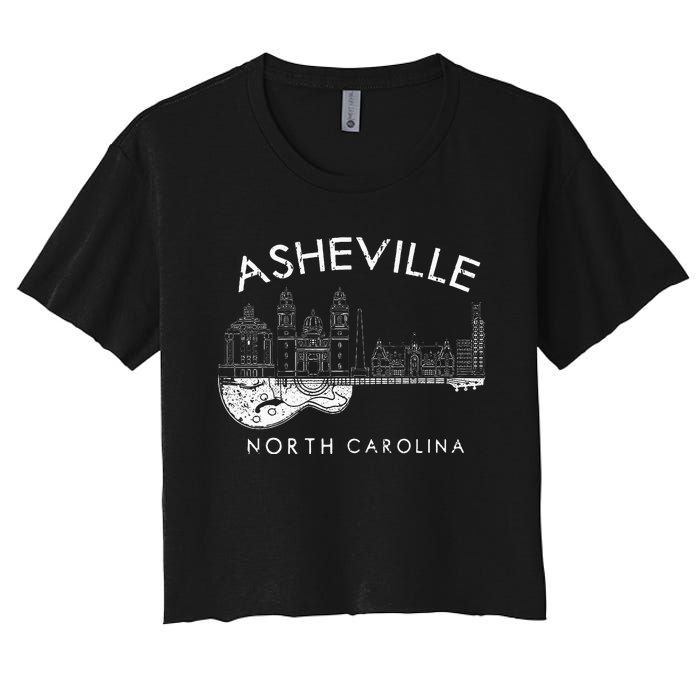 Asheville Souvenir Men North Carolina Lover Music Guitar Women's Crop Top Tee