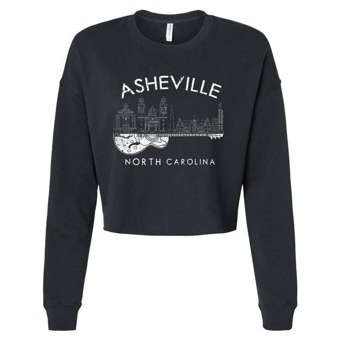 Asheville Souvenir Men North Carolina Lover Music Guitar Cropped Pullover Crew