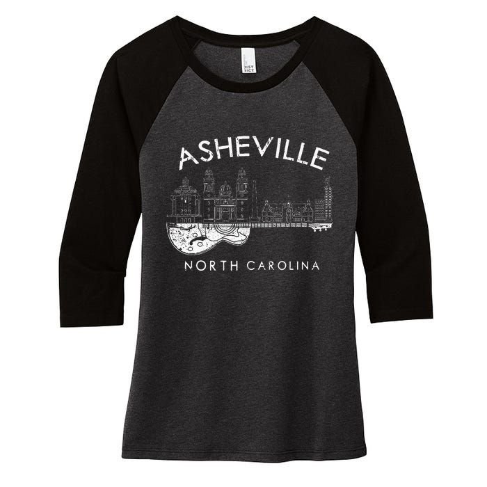 Asheville Souvenir Men North Carolina Lover Music Guitar Women's Tri-Blend 3/4-Sleeve Raglan Shirt