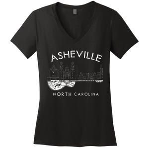 Asheville Souvenir Men North Carolina Lover Music Guitar Women's V-Neck T-Shirt