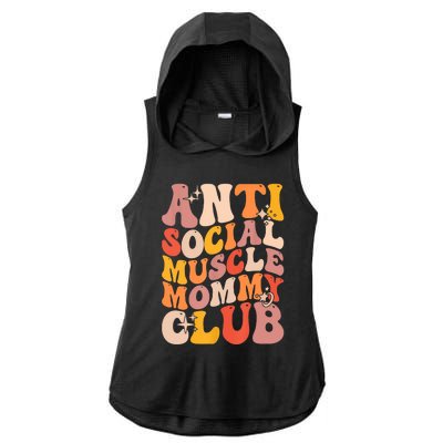 Anti Social Muscle Mommy Club Groovy Funny Ladies PosiCharge Tri-Blend Wicking Draft Hoodie Tank