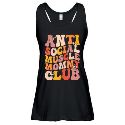 Anti Social Muscle Mommy Club Groovy Funny Ladies Essential Flowy Tank