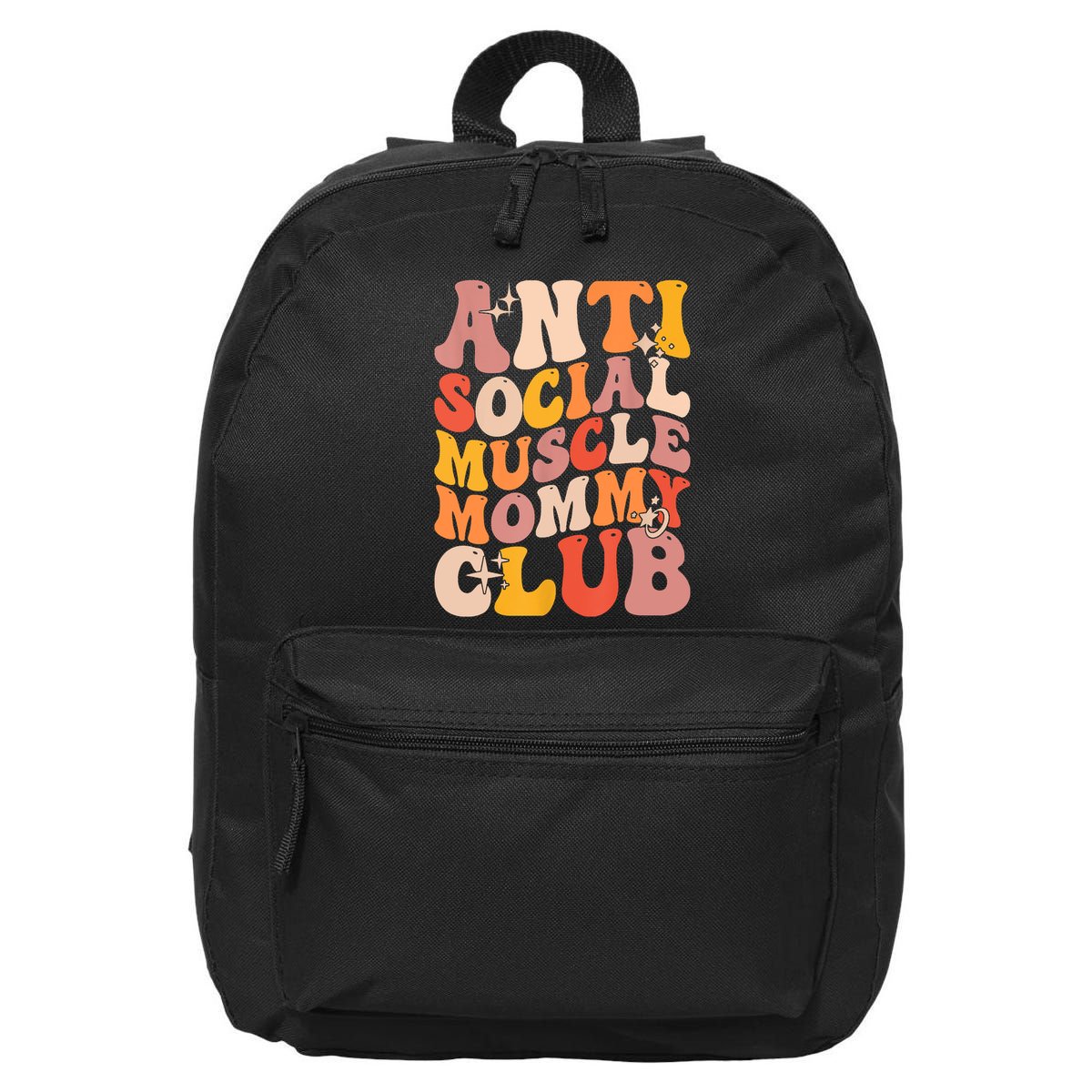 Anti Social Muscle Mommy Club Groovy Funny 16 in Basic Backpack
