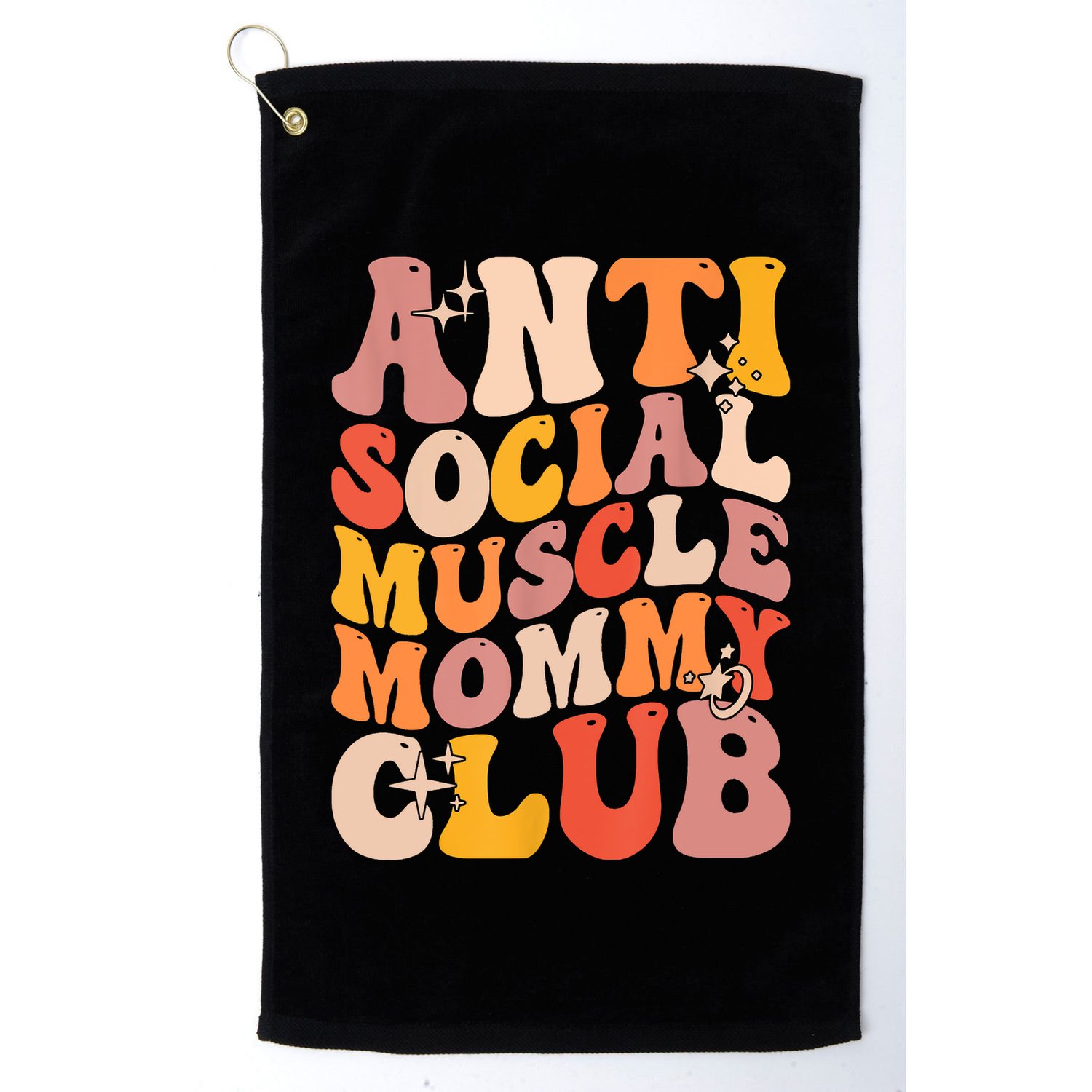 Anti Social Muscle Mommy Club Groovy Funny Golf Towel