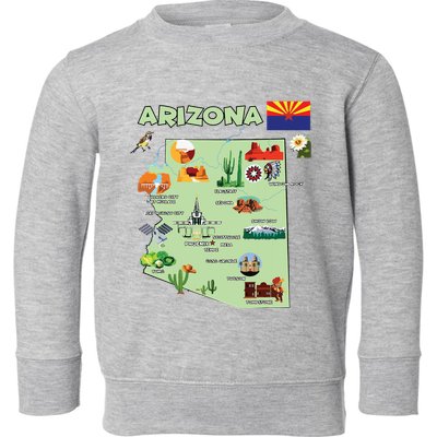 Arizona State Map Us Tourist Attractions Cities Flag Toddler Sweatshirt