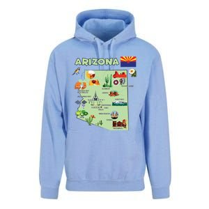 Arizona State Map Us Tourist Attractions Cities Flag Unisex Surf Hoodie