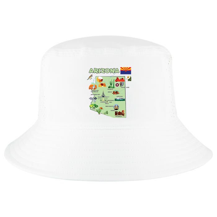 Arizona State Map Us Tourist Attractions Cities Flag Cool Comfort Performance Bucket Hat
