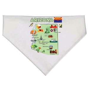 Arizona State Map Us Tourist Attractions Cities Flag USA-Made Doggie Bandana