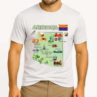 Arizona State Map Us Tourist Attractions Cities Flag Cooling Performance Crew T-Shirt