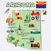 Arizona State Map Us Tourist Attractions Cities Flag Cooling Performance Crew T-Shirt
