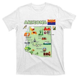 Arizona State Map Us Tourist Attractions Cities Flag T-Shirt