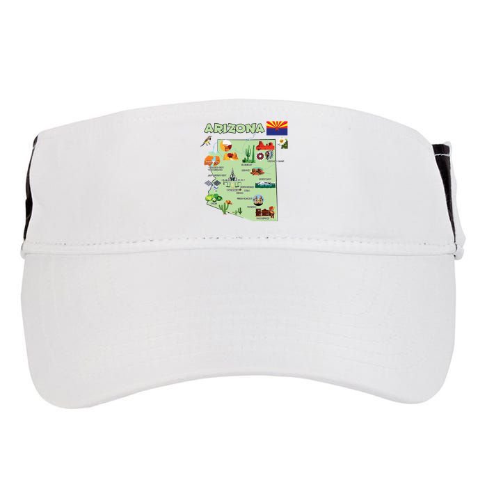 Arizona State Map Us Tourist Attractions Cities Flag Adult Drive Performance Visor