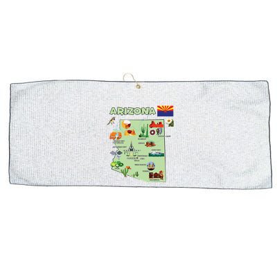 Arizona State Map Us Tourist Attractions Cities Flag Large Microfiber Waffle Golf Towel