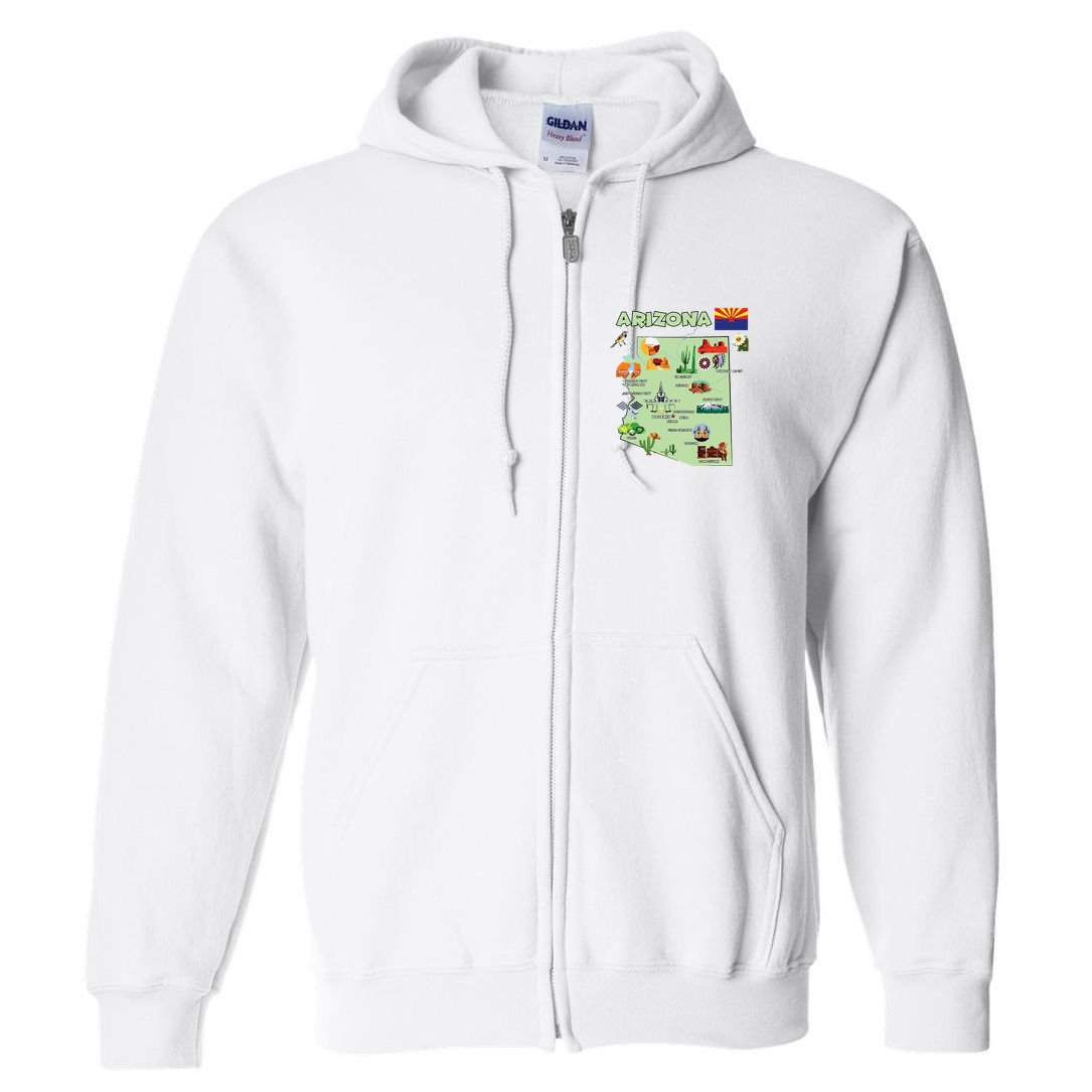 Arizona State Map Us Tourist Attractions Cities Flag Full Zip Hoodie