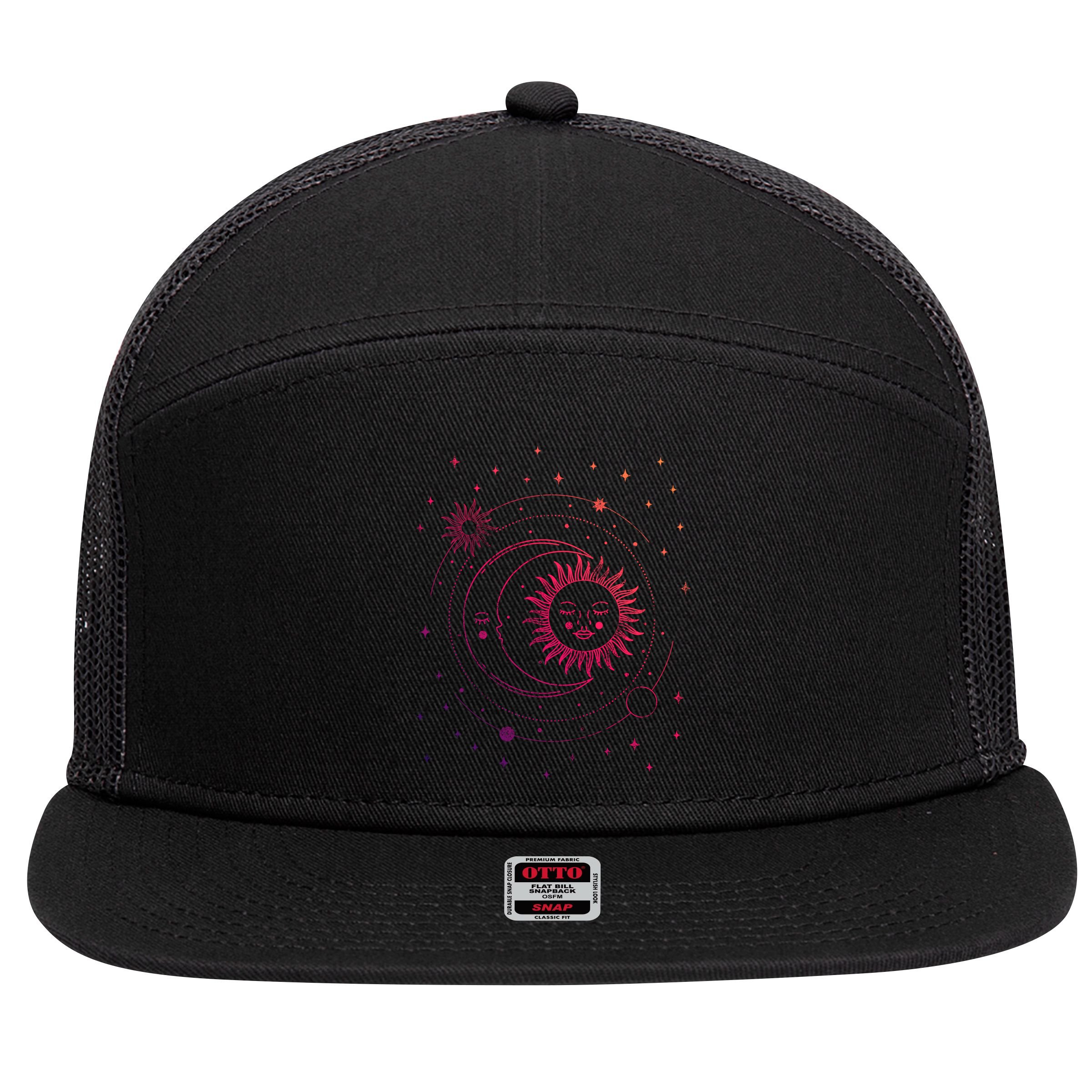 Alchemy Sun Moon Astrology Gift 7 Panel Mesh Trucker Snapback Hat