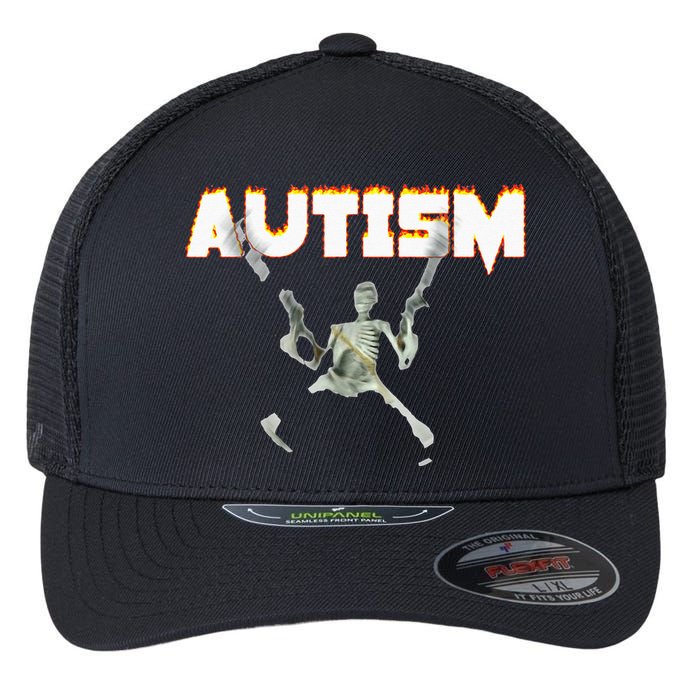 Autism Skeleton Meme Flexfit Unipanel Trucker Cap