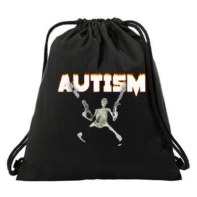 Autism Skeleton Meme Drawstring Bag