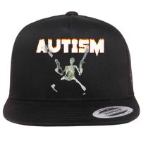Autism Skeleton Meme Flat Bill Trucker Hat