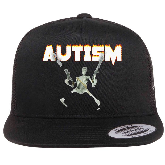 Autism Skeleton Meme Flat Bill Trucker Hat