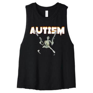 Autism Skeleton Meme Women's Racerback Cropped Tank