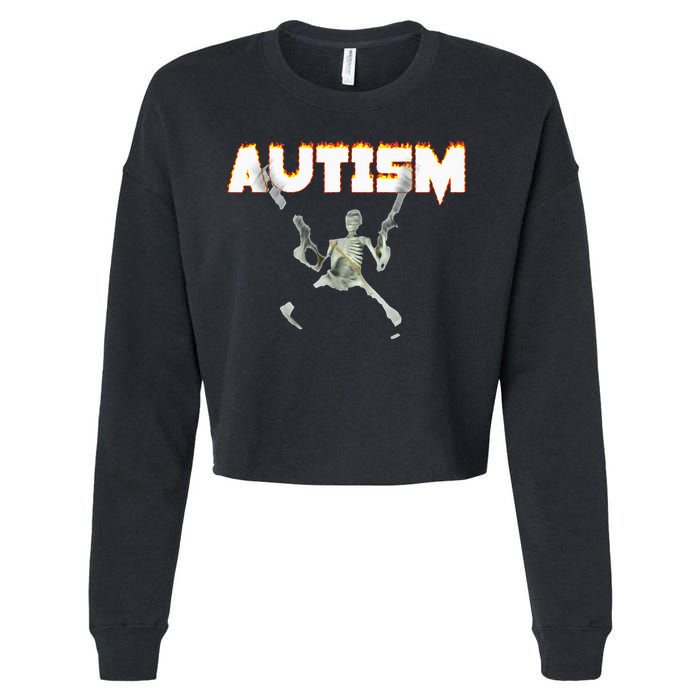 Autism Skeleton Meme Cropped Pullover Crew