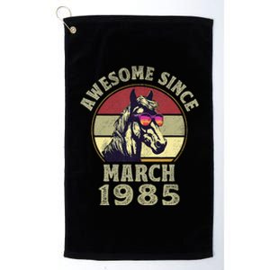 Awesome Since March 1985 37th Birthday Horse Lovers Platinum Collection Golf Towel