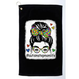 Autism Step Mom Life Messy Bun Sunglasses Autism Awareness Funny Gift Platinum Collection Golf Towel