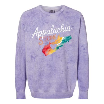 Appalachia Strong Nc Mountains Colorblast Crewneck Sweatshirt