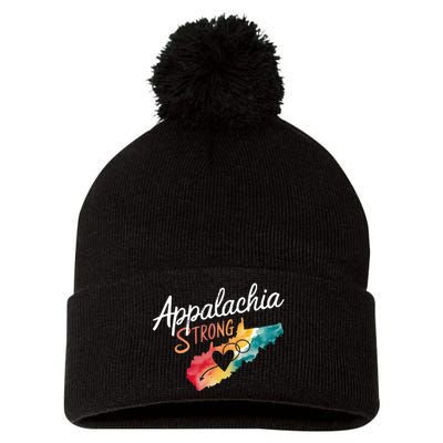 Appalachia Strong Nc Mountains Pom Pom 12in Knit Beanie