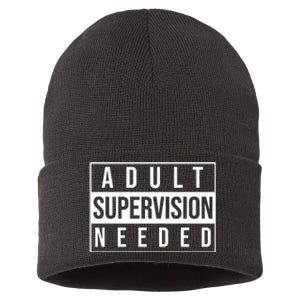 Adult Supervision Needed Funny Gift Sustainable Knit Beanie