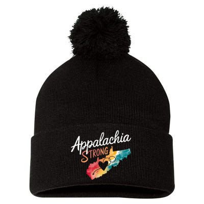 Appalachia Strong Nc Mountains Pom Pom 12in Knit Beanie