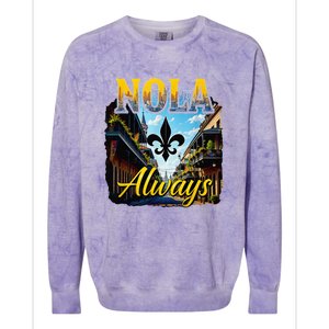 Always Support Nola Always Nola Never Forget New Orleans Colorblast Crewneck Sweatshirt