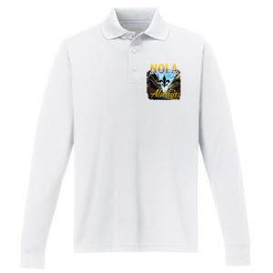 Always Support Nola Always Nola Never Forget New Orleans Performance Long Sleeve Polo